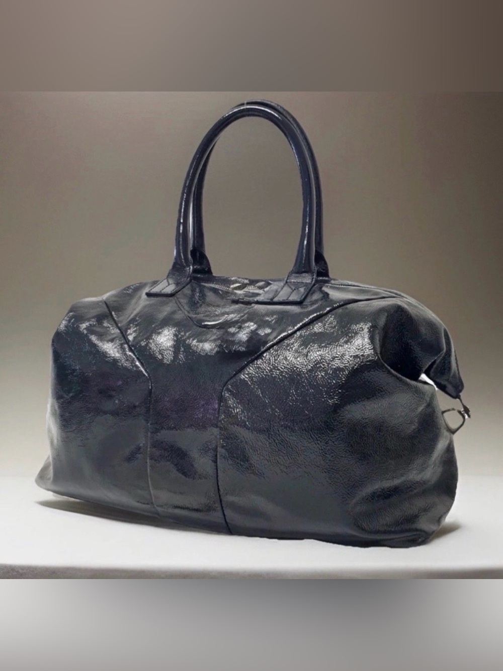 Yves Saint Laurent East Boston Black Patent Leather Satchel - COA